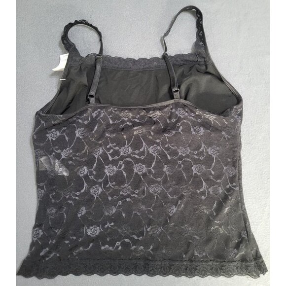 Vassarette Sheer Lace Camisole SZ L/40 Tank Top 17-053 y2k Floral Babydoll Black - Picture 2 of 8